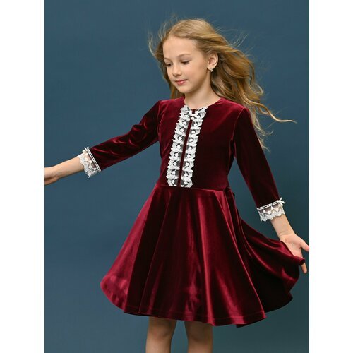 Купить Школьное платье Ole!Twice, размер 152, бордовый
Роскошное бархатное платье глубо...