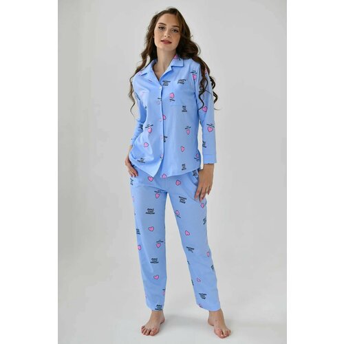 Купить Пижама , размер 44, голубой
Трикотажная домашняя пижама: комфорт и стиль для жен...