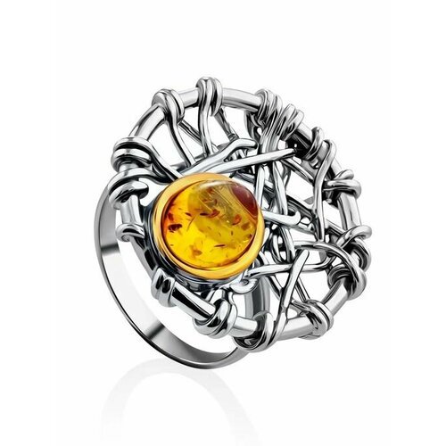 Купить Кольцо, янтарь, безразмерное
Стильное кольцо из и золотистого янтаря «Гнездо»<br...