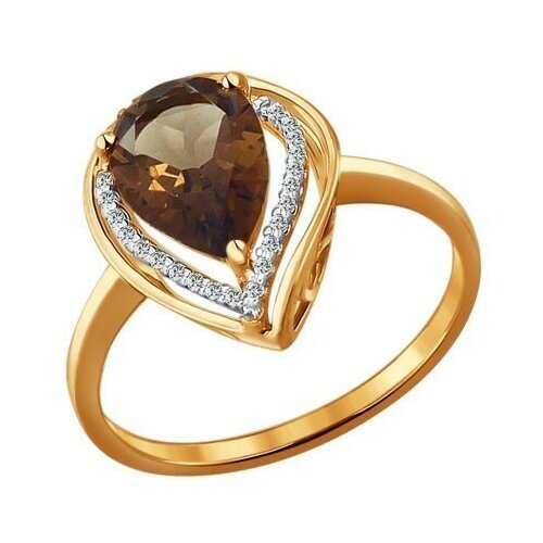 Купить Кольцо Diamant online, золото, 585 проба, раухтопаз, фианит, размер 18
<p>В наше...