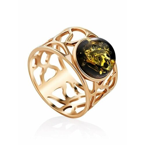 Купить Кольцо, янтарь, безразмерное, зеленый, золотой
Ажурное широкое кольцо из пробы с...