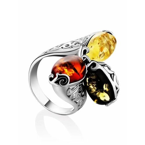 Купить Кольцо, янтарь, безразмерное, желтый, коричневый
ажурное кольцо с натуральным ян...