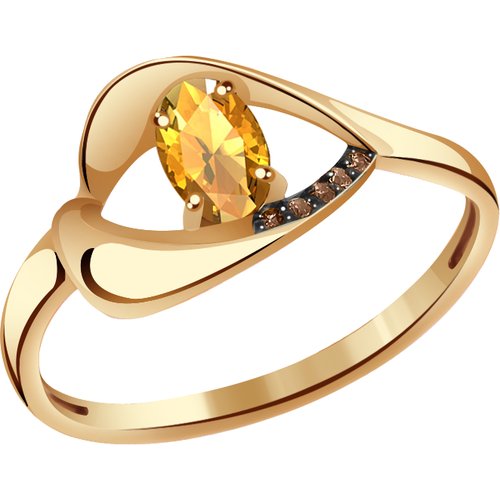 Купить Кольцо Diamant online, золото, 585 проба, фианит, цитрин, размер 18
<p>В нашем и...
