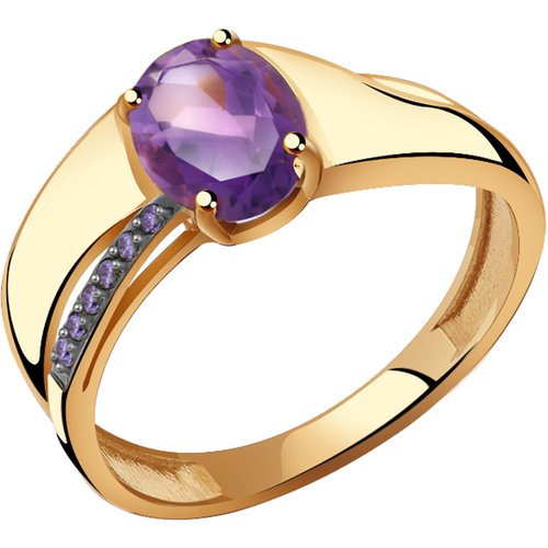 Купить Кольцо Diamant online, золото, 585 проба, аметист, фианит, размер 17.5
<p>В наше...