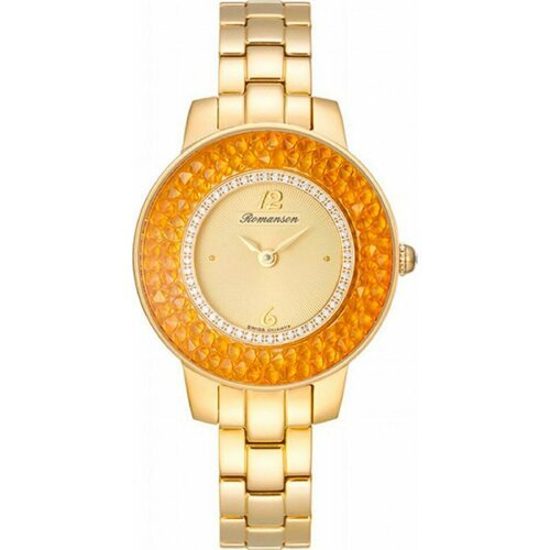 Купить Наручные часы ROMANSON, золотой
Женские кварцевые часы в круглом корпусе на золо...