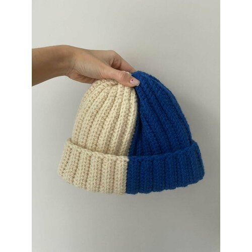 Купить Шапка , размер 54, бежевый, синий
Тёплая шапочка ручной работы из качественных м...