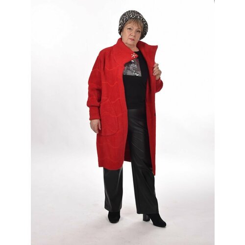 Купить Кардиган, размер 48/56, красный
Элегантный женский кардиган-пальто oversize, еди...