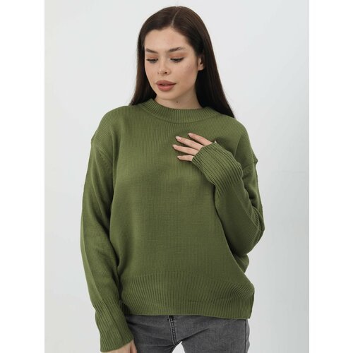 Купить Свитер размер 42-48, зеленый
Теплый и уютный свитер свободного кроя с круглым во...