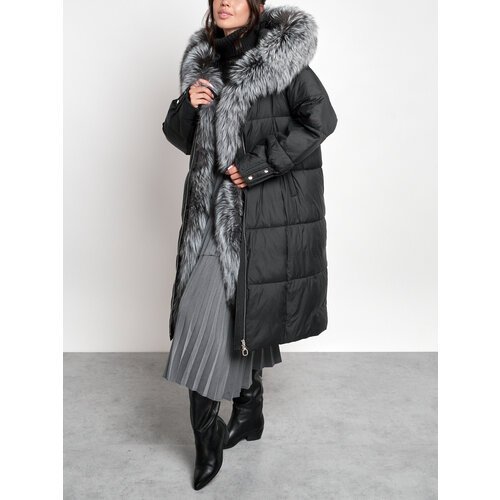 Купить Пуховик, размер 3XL, черный
Пальто утепленное с мехом чернобурки зимнее женское....