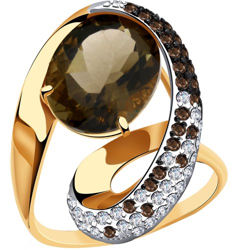 Купить Кольцо Diamant online, золото, 585 проба, раухтопаз, фианит, размер 17.5
<p>В на...