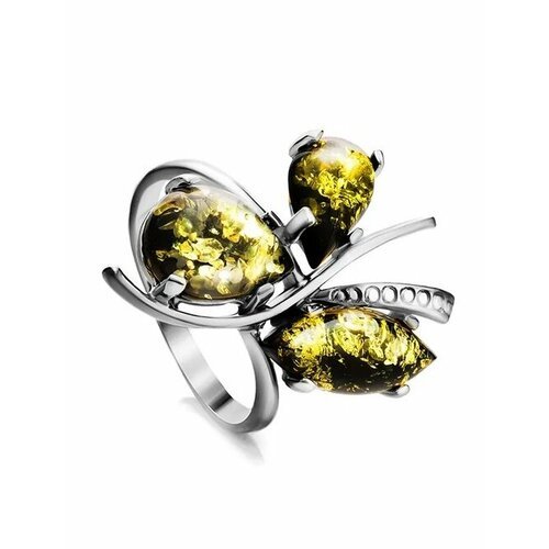 Купить Кольцо, янтарь, безразмерное, зеленый, серебряный
кольцо с натуральным сверкающи...