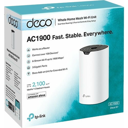 Купить Бесшовный Mesh роутер TP-Link Deco S7(1-pack) AC1900 10/100/1000BASE-TX белый (у...