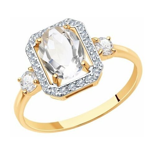 Купить Кольцо Diamant online, золото, 585 проба, фианит, горный хрусталь, размер 17.5
<...