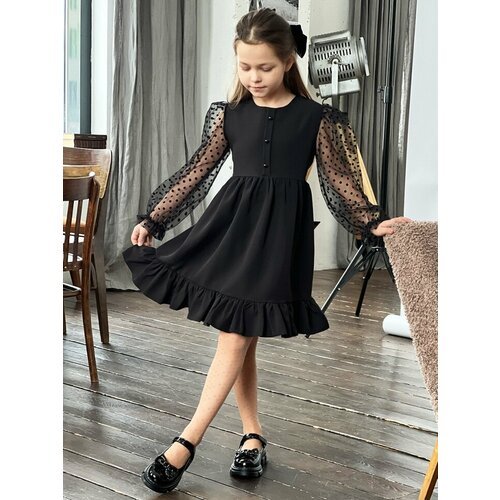 Купить Платье Бушон, размер 116-122, черный
Нарядное платье для девочек с длинным рукав...
