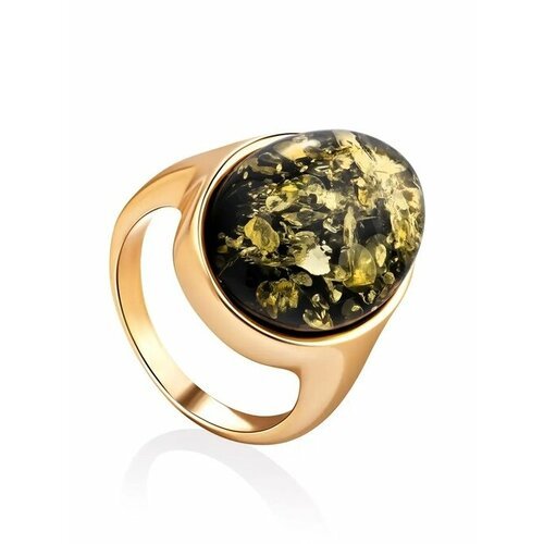 Купить Кольцо, янтарь, безразмерное, золотой
Стильное кольцо из с цельным янтарём зелён...