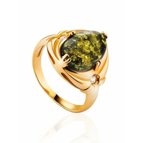 Купить Кольцо, янтарь, безразмерное, зеленый, золотой
Женственное кольцо из золоченного...