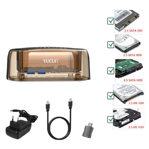 Купить Адаптер-переходник (стакан) Yucun для HDD SATA/IDE USB 3.0 + кардридер
Подходит...
