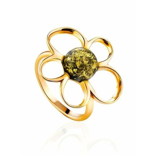 Купить Кольцо, янтарь, безразмерное, зеленый, золотой
Яркое кольцо «Ромашка» из золочён...