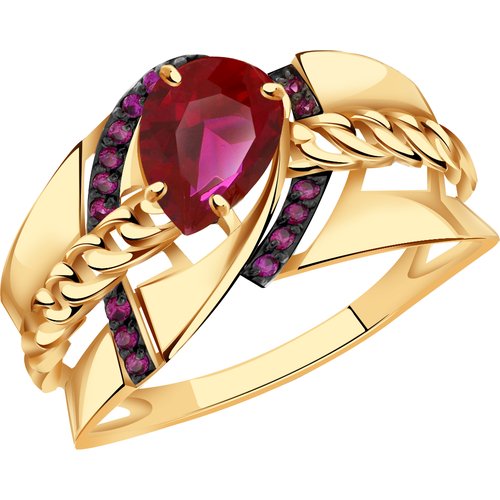 Купить Кольцо Diamant online, золото, 585 проба, фианит, корунд, размер 19, красный
<p>...