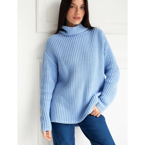 Купить Свитер Vilatte, размер 44, голубой
Свободный свитер с высоким воротником небесно...