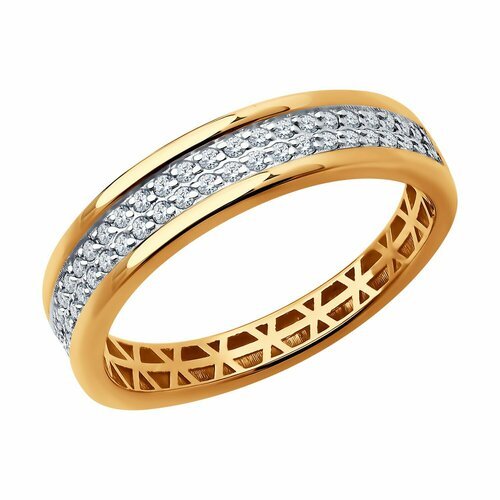 Купить Кольцо Diamant online, красное золото, 585 проба, фианит, размер 17, бесцветный...