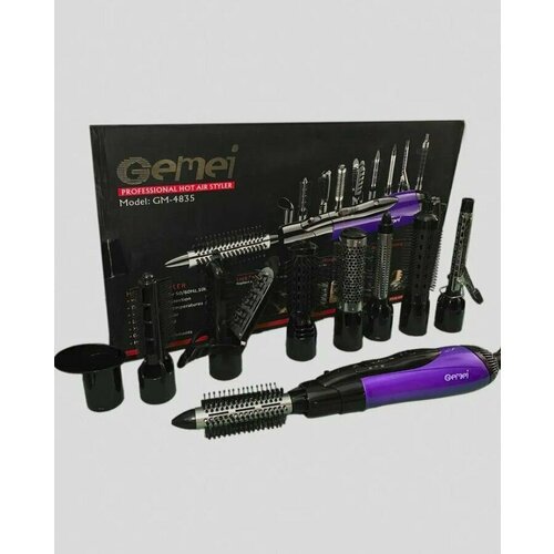 Купить Стайлер для волос с насадками Gemei GM-4835/ Компактный фиолетовый стайлер для у...