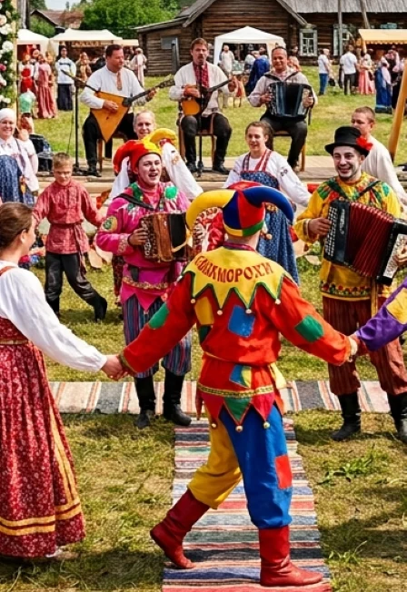Фольклорно-игровая программа "Скоморошинки: Смех сквозь века" — Дом культуры "Малахит" — афиша Североуральск