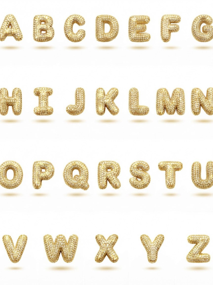 Подвеска в виде букв цвет золото с фианитами - фото 16