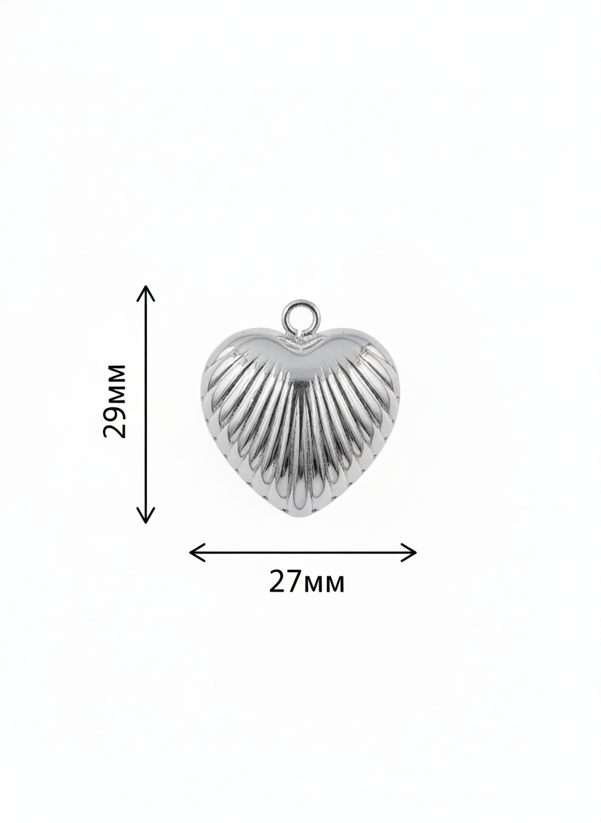 Подвеска объемное сердце silver big — фото 4