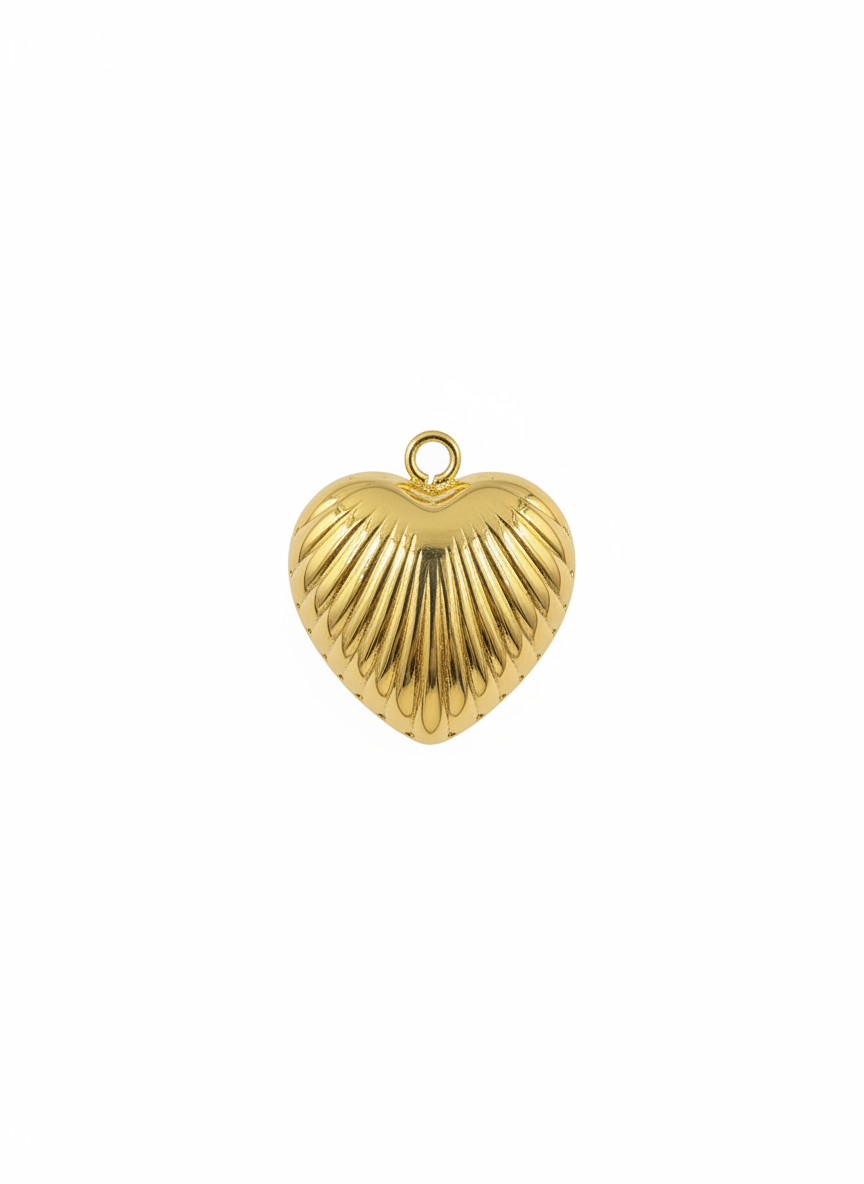 Подвеска объемное сердце gold big