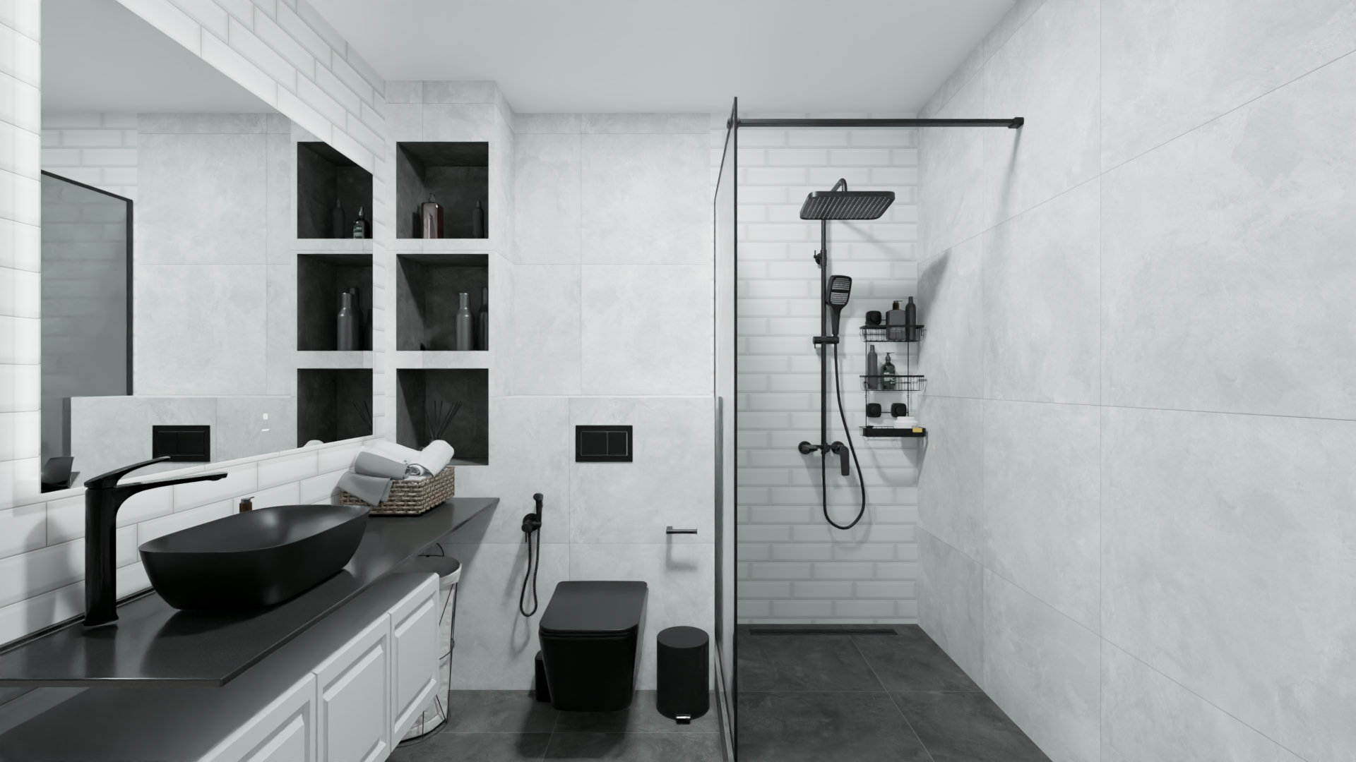 Санузел черно-белый