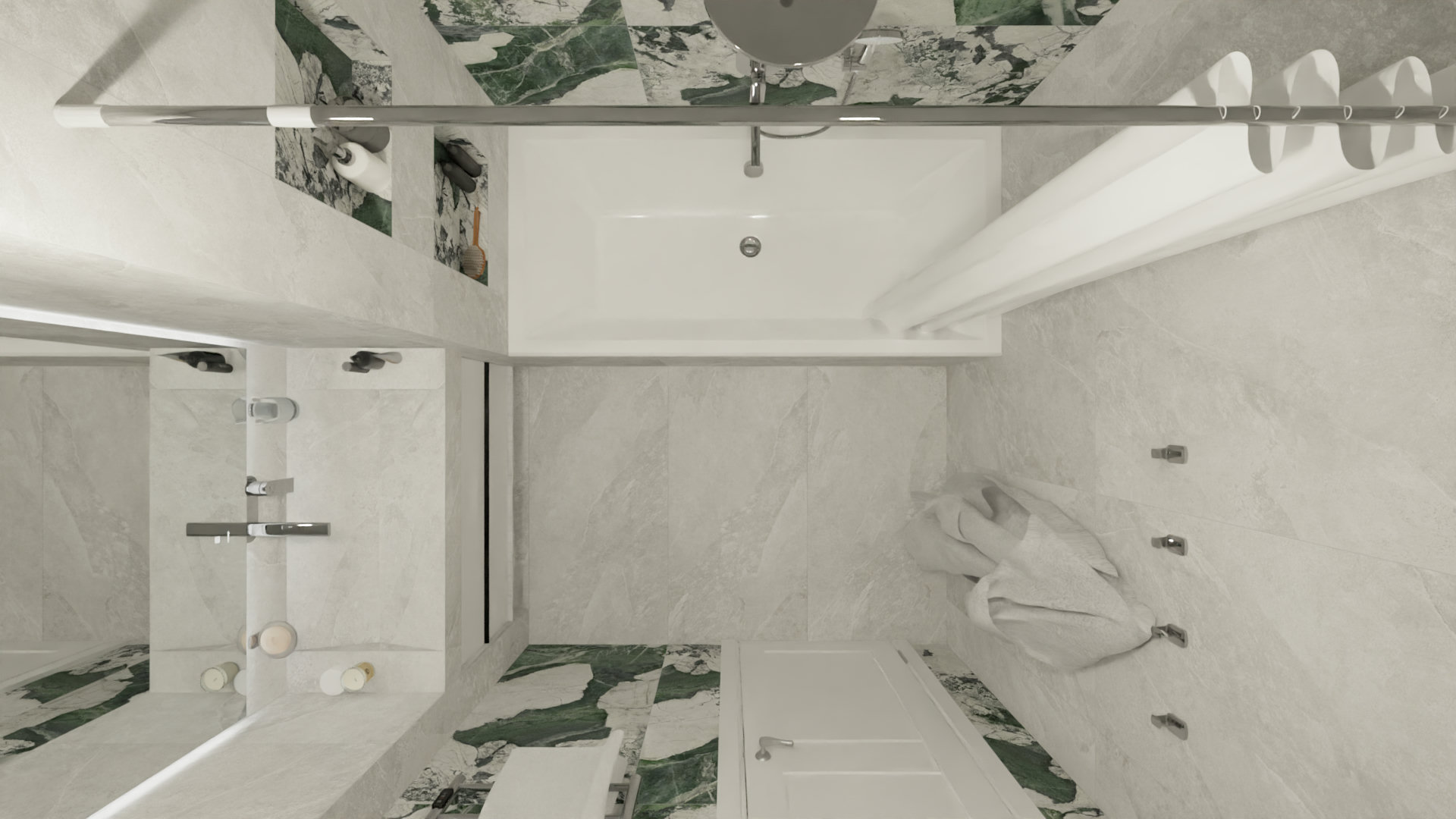 Ванная комната с изумрудными акцентами в отделке 1