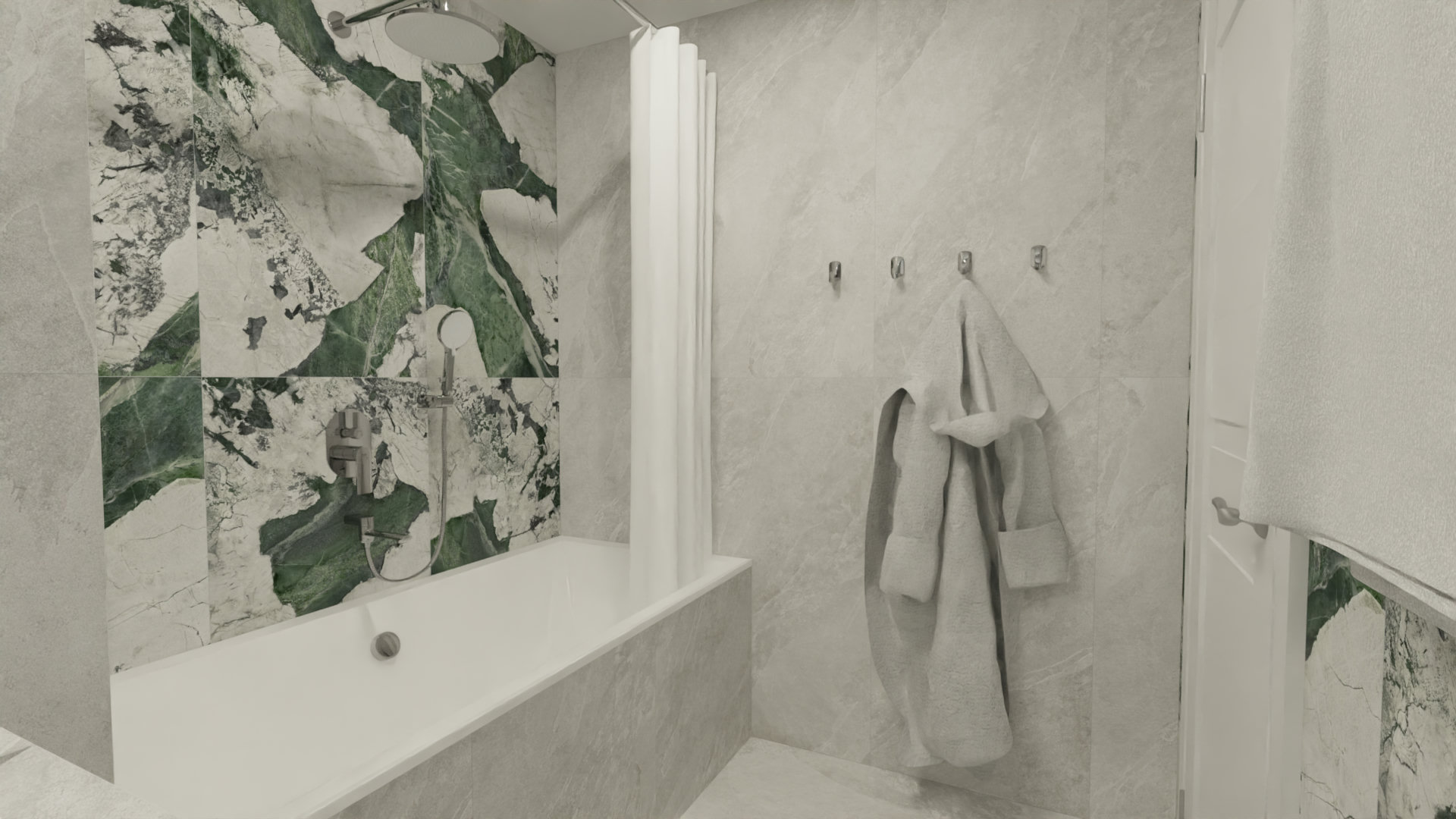 Ванная комната с изумрудными акцентами в отделке 2