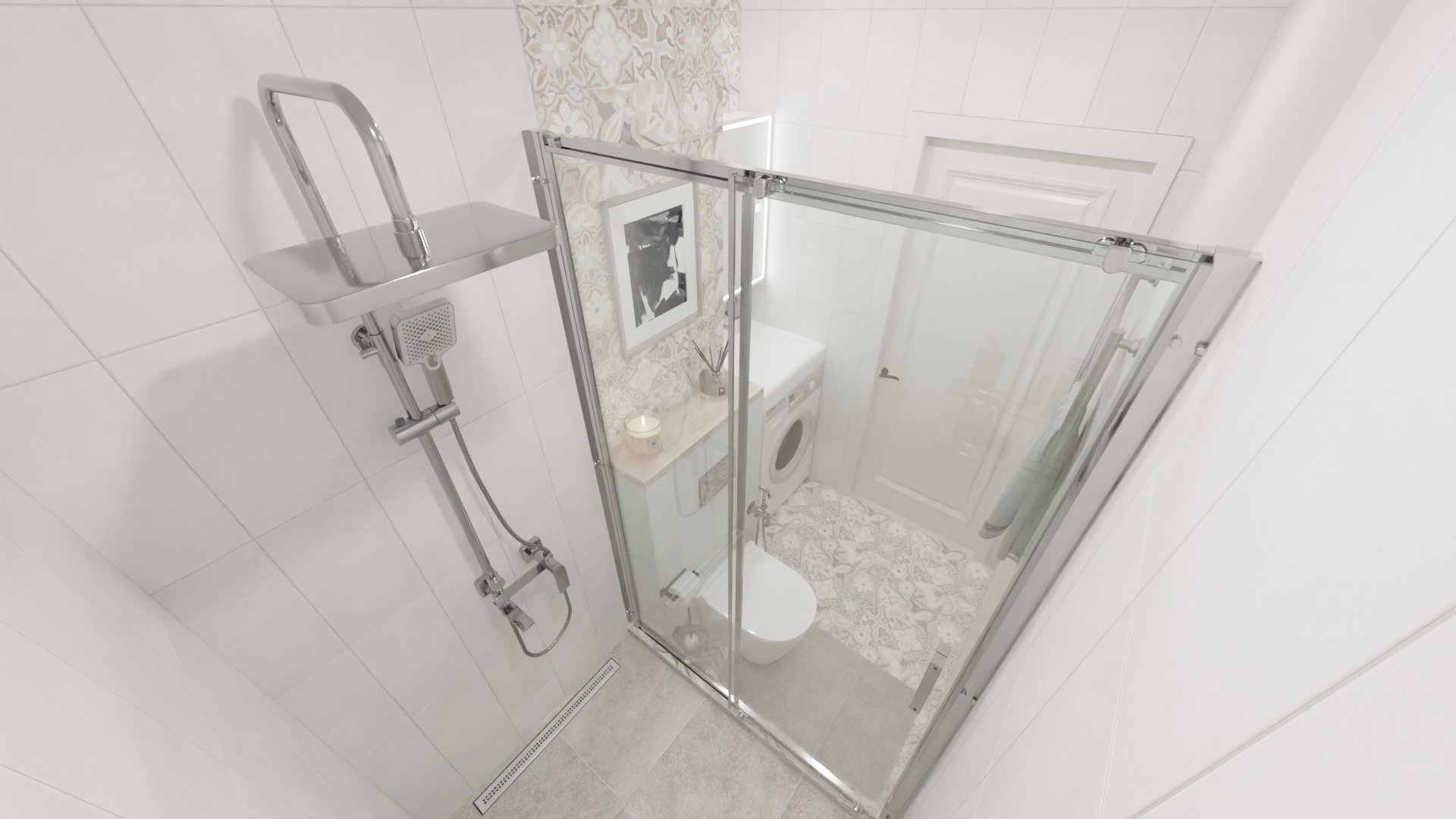 Белая ванная комната в скандинавском стиле 4 Белая ванная комната в скандинавском стиле 4