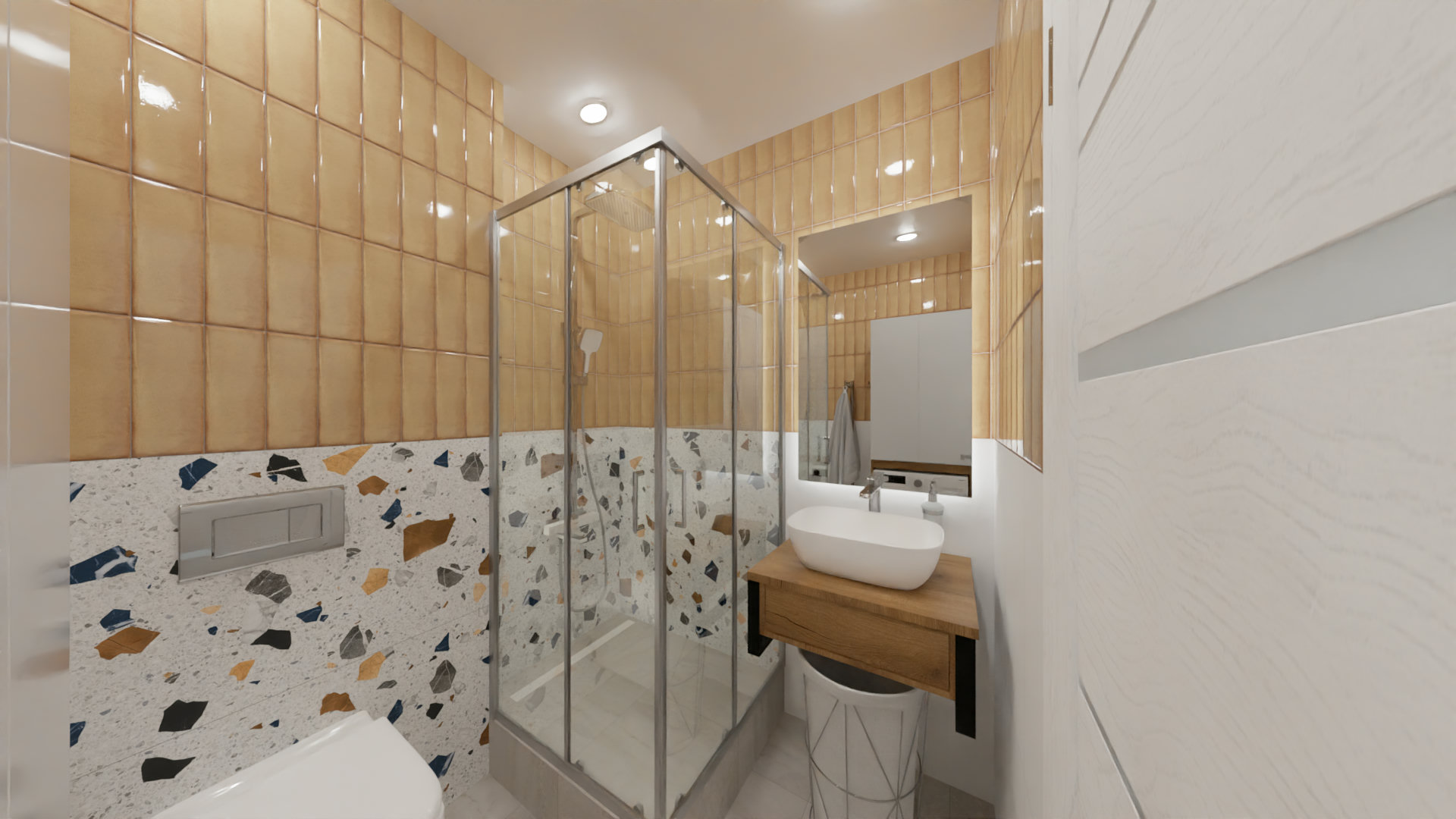 Яркая ванная комната с оранжевым акцентом 3