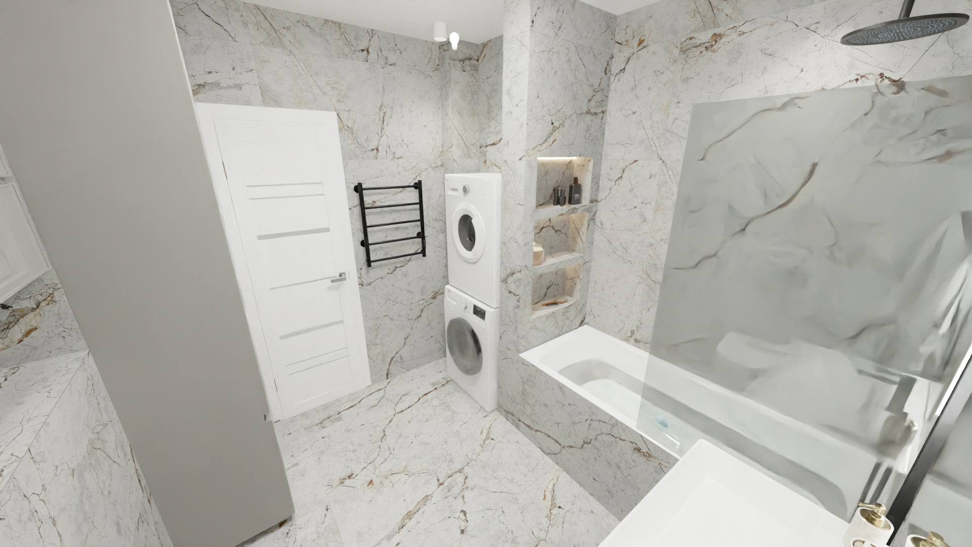 Светлая ванная комната с керамогранитом Duna Magnum