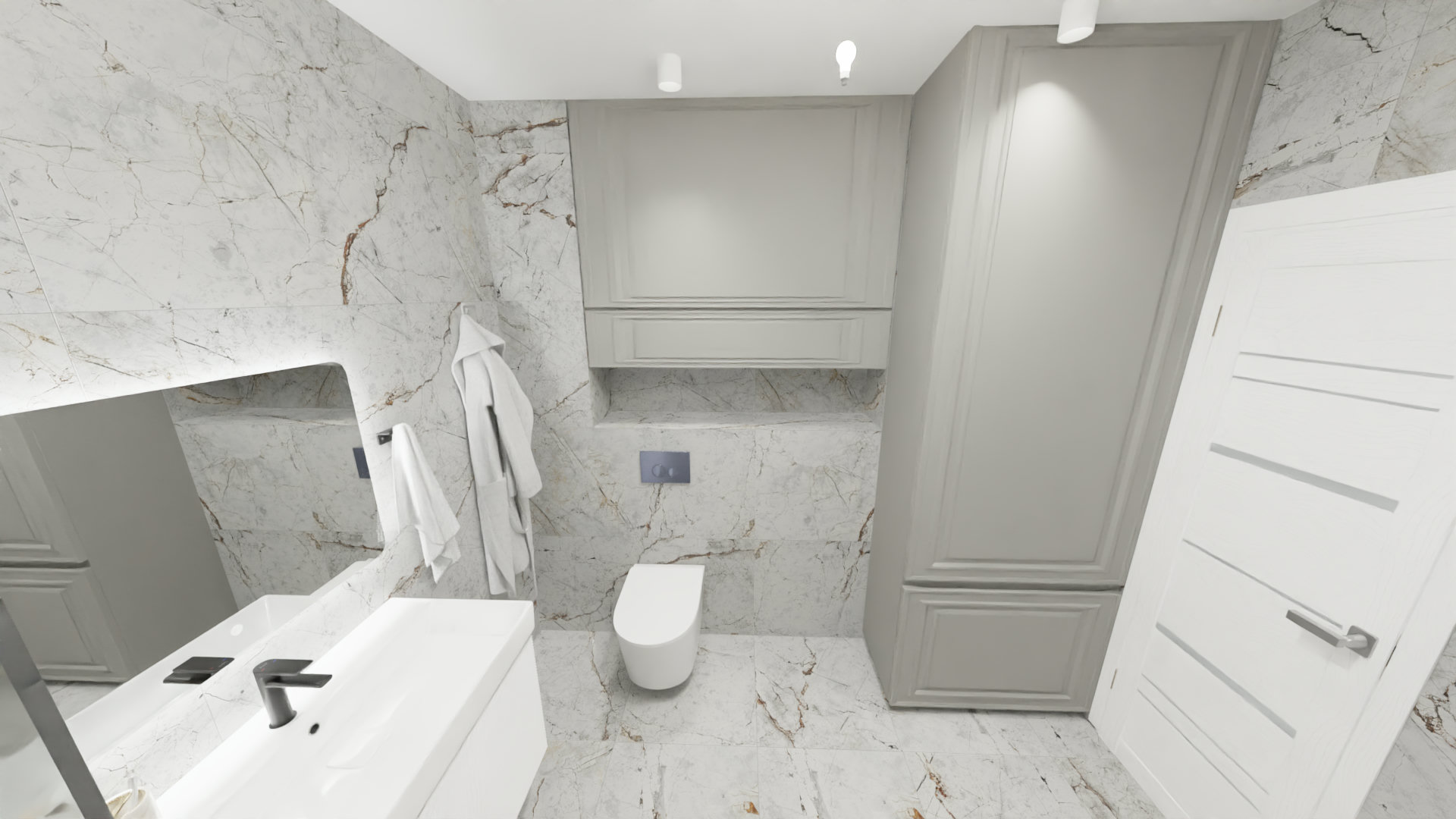 Светлая ванная комната с керамогранитом Duna Magnum 2