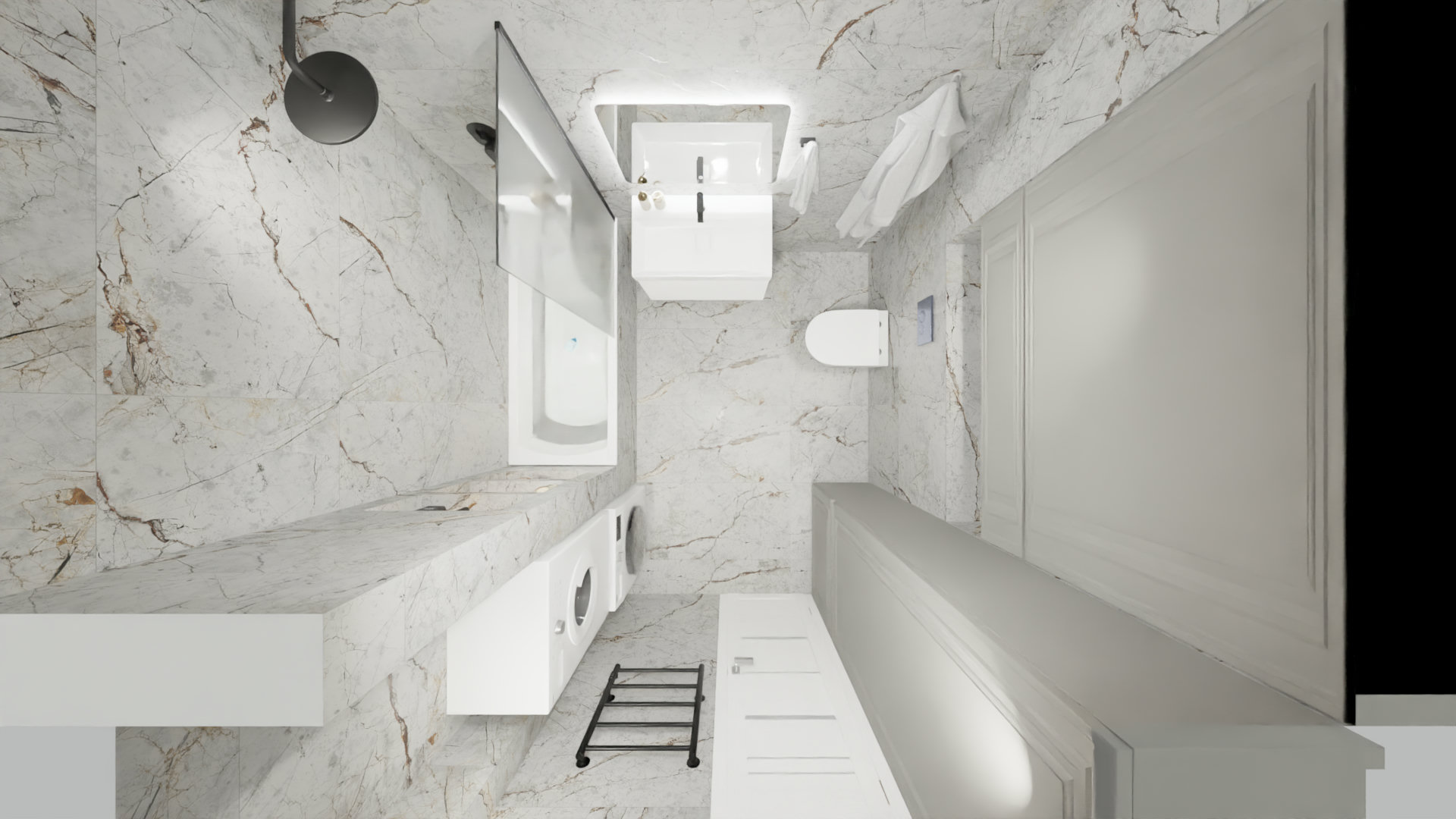 Светлая ванная комната с керамогранитом Duna Magnum 3