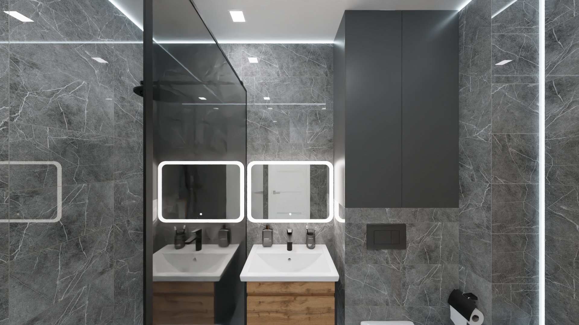 Строгий дизайн ванной в стиле лофт 1