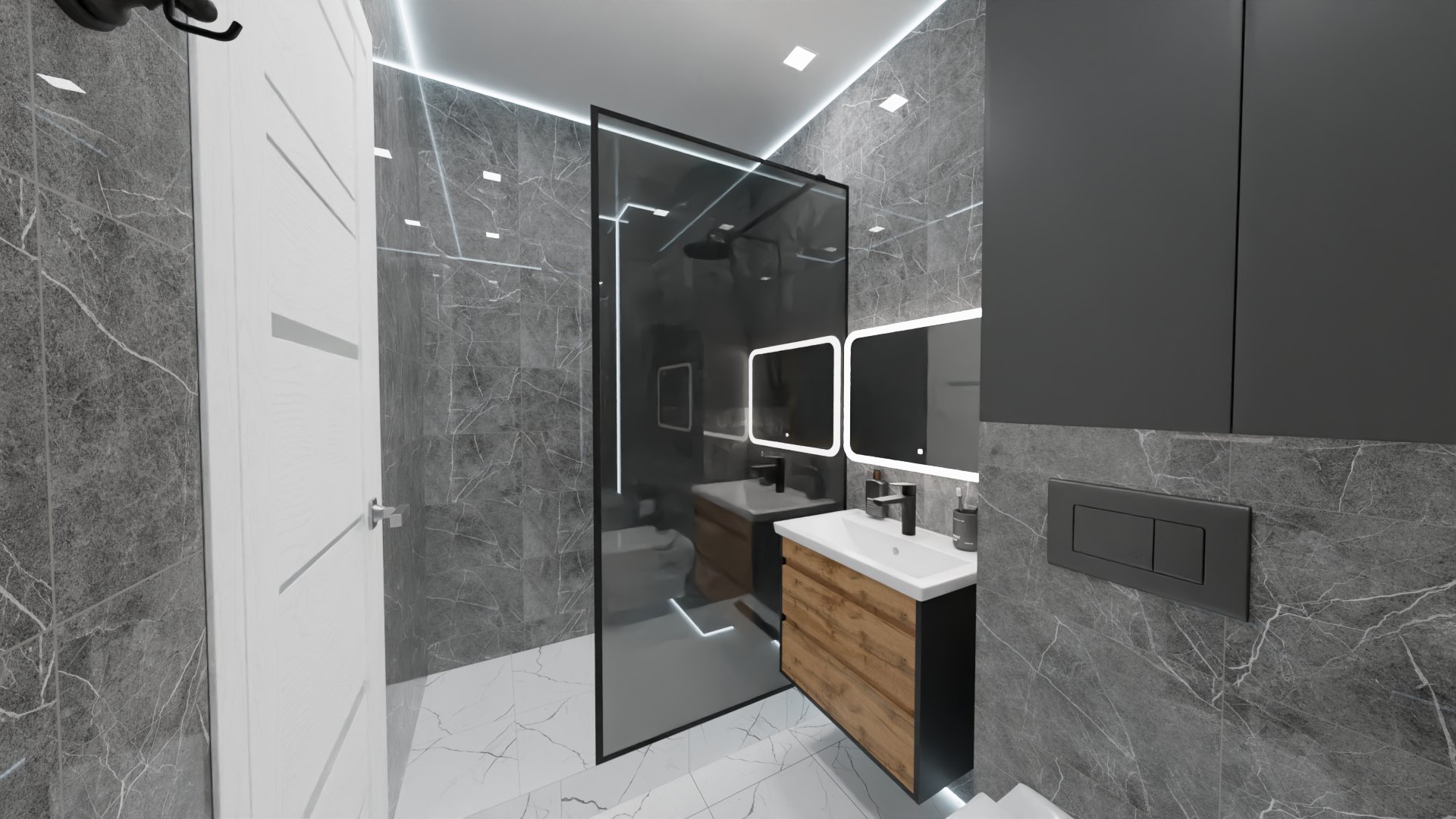 Строгий дизайн ванной в стиле лофт 2