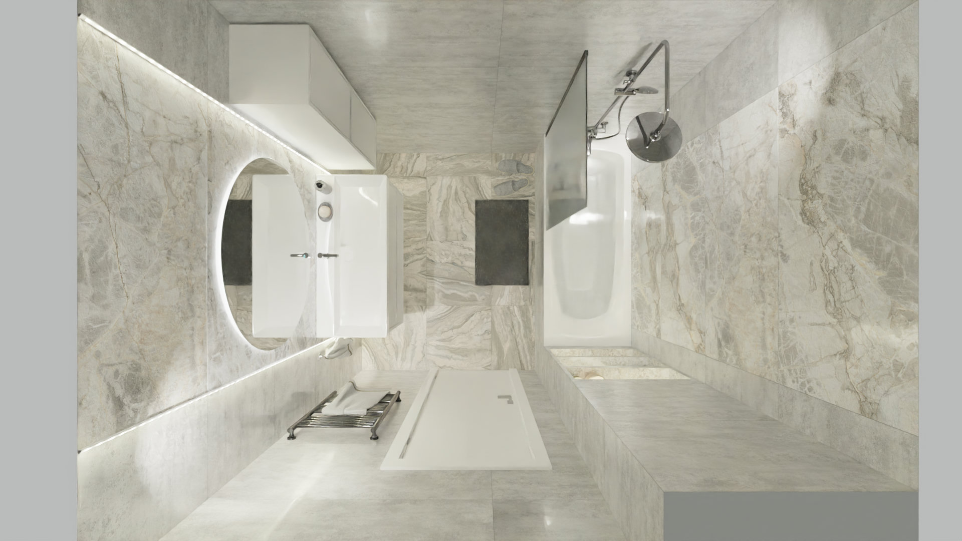 Светлая ванная комната с природными мотивами 2