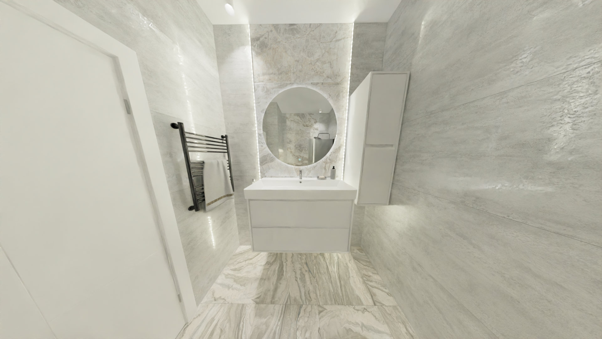 Светлая ванная комната с природными мотивами 3