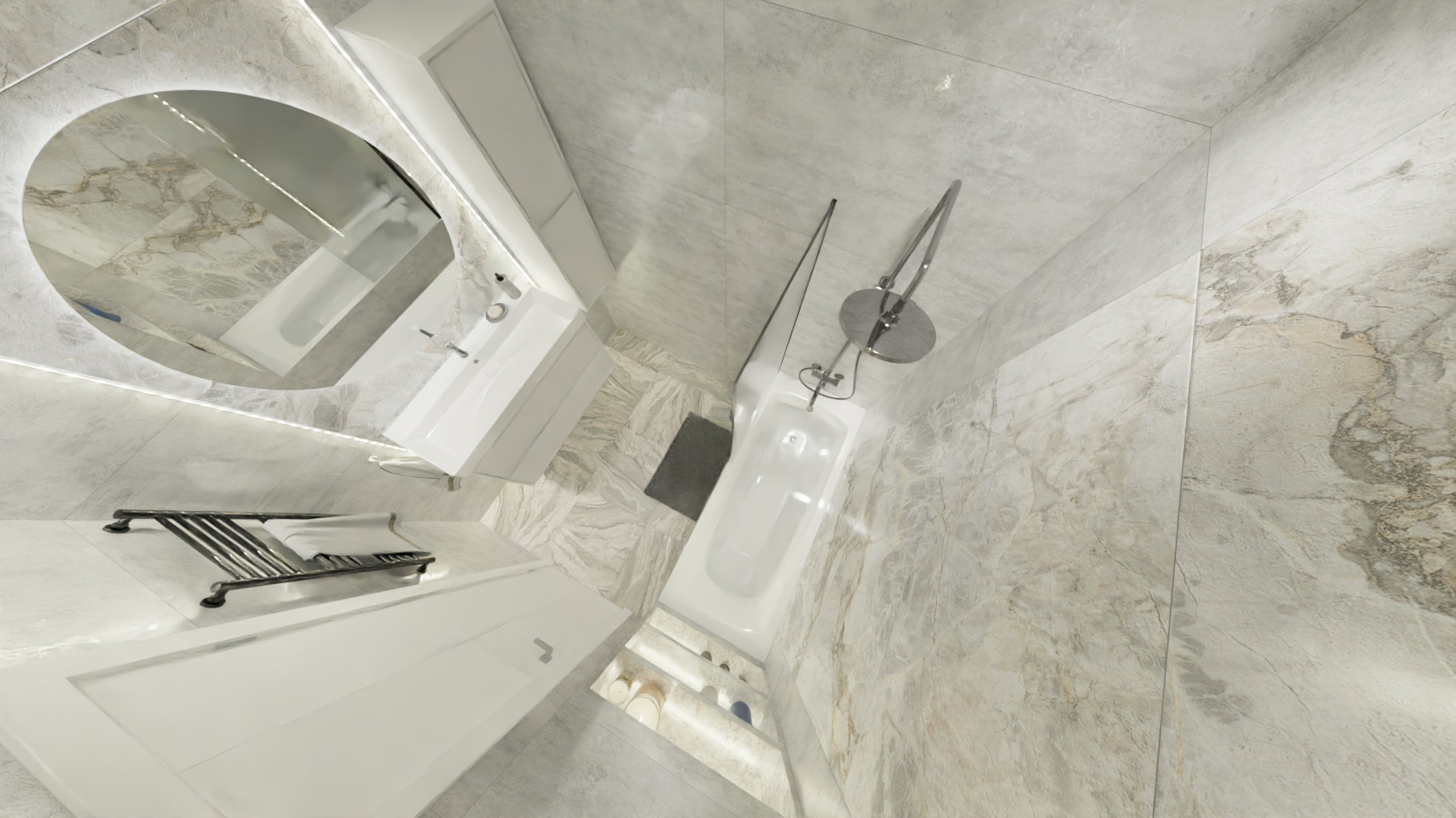 Светлая ванная комната с природными мотивами 6