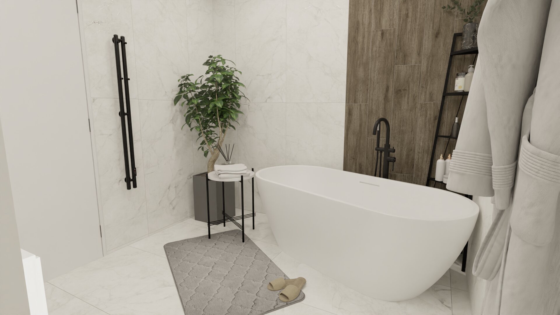 Светлая ванная для уютных вечеров