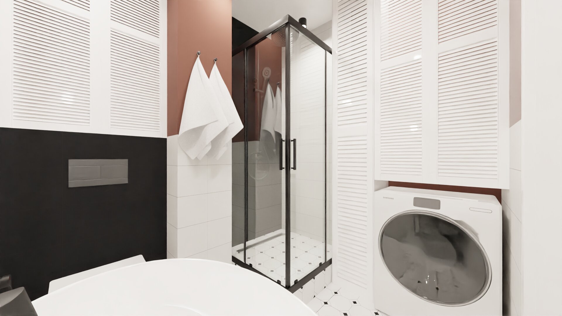 Стильный санузел с краской трендового цвета 4