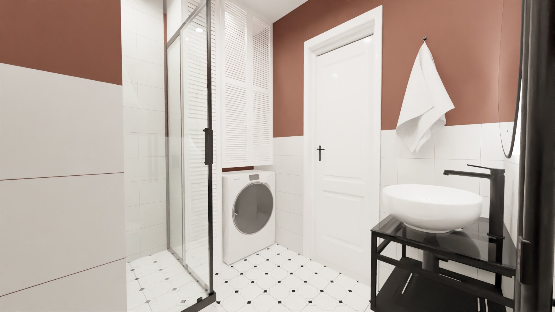 Стильный санузел с краской трендового цвета 1