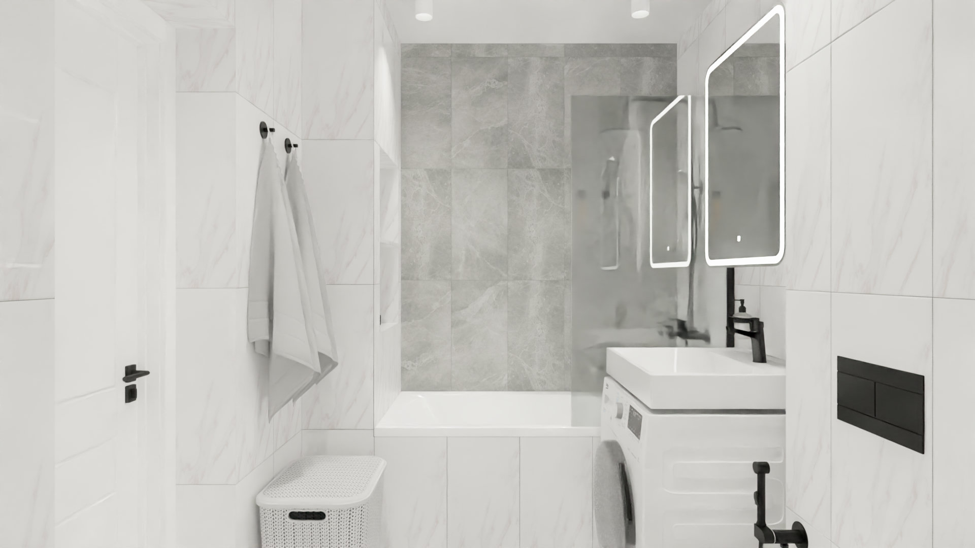 Миниатюрный сан. узел в светлых тонах 1