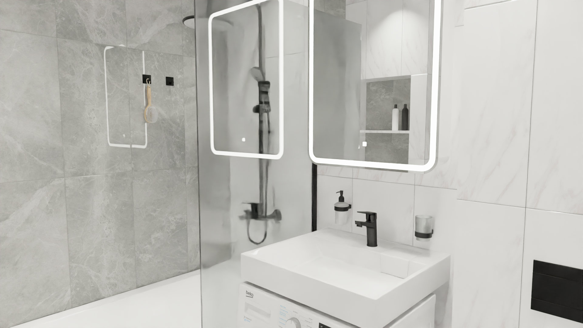 Миниатюрный сан. узел в светлых тонах 2