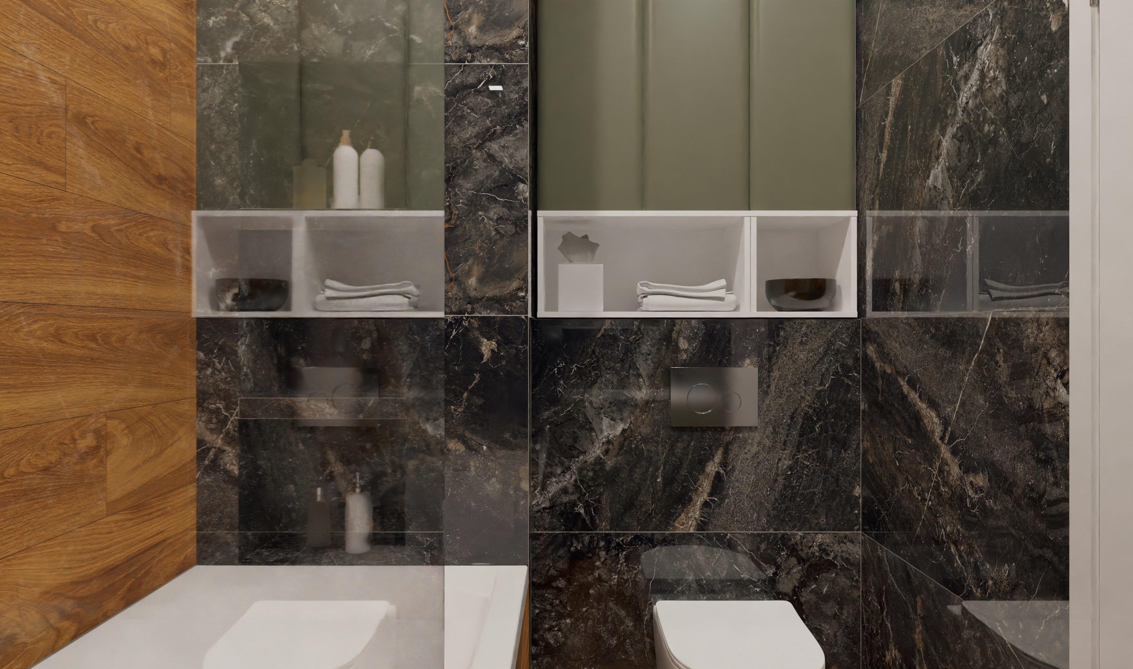 Стильно оформленная ванная в натуральных оттенках 6