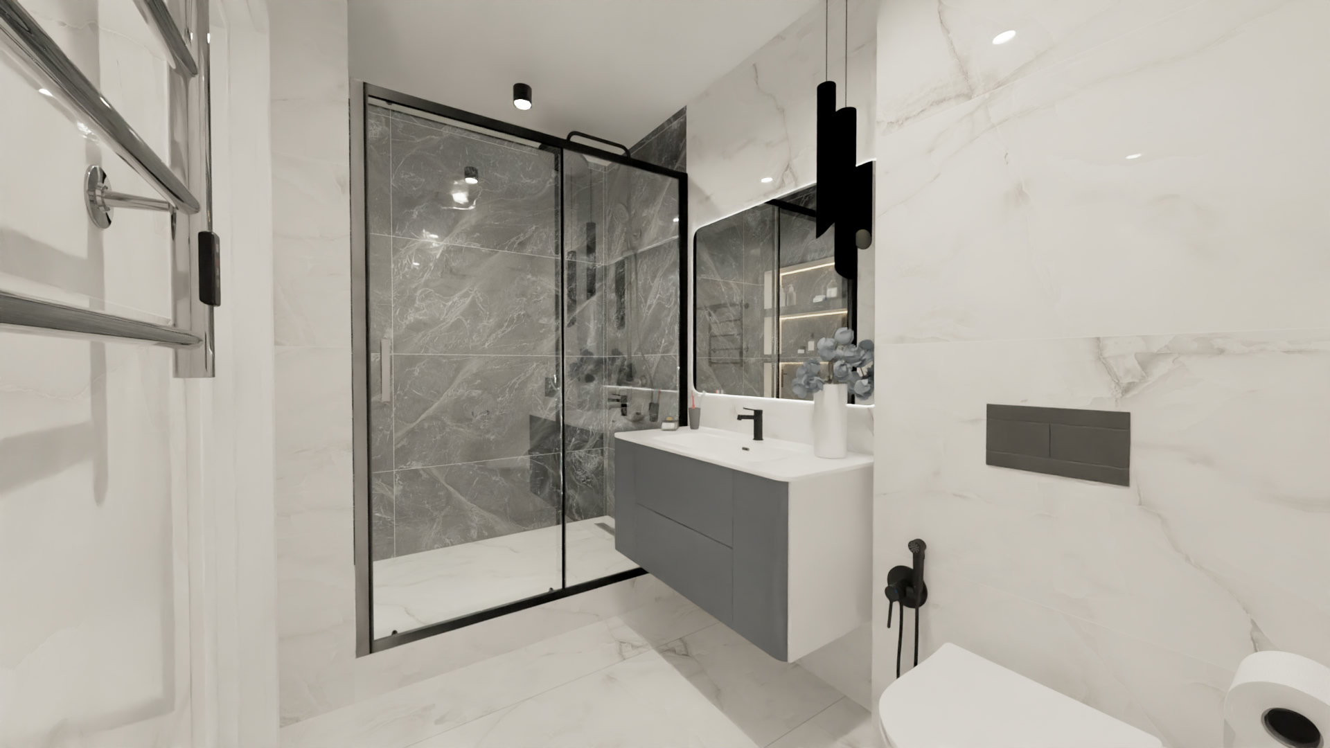 Утонченный и современный дизайн ванной комнаты Утонченный и современный дизайн ванной комнаты